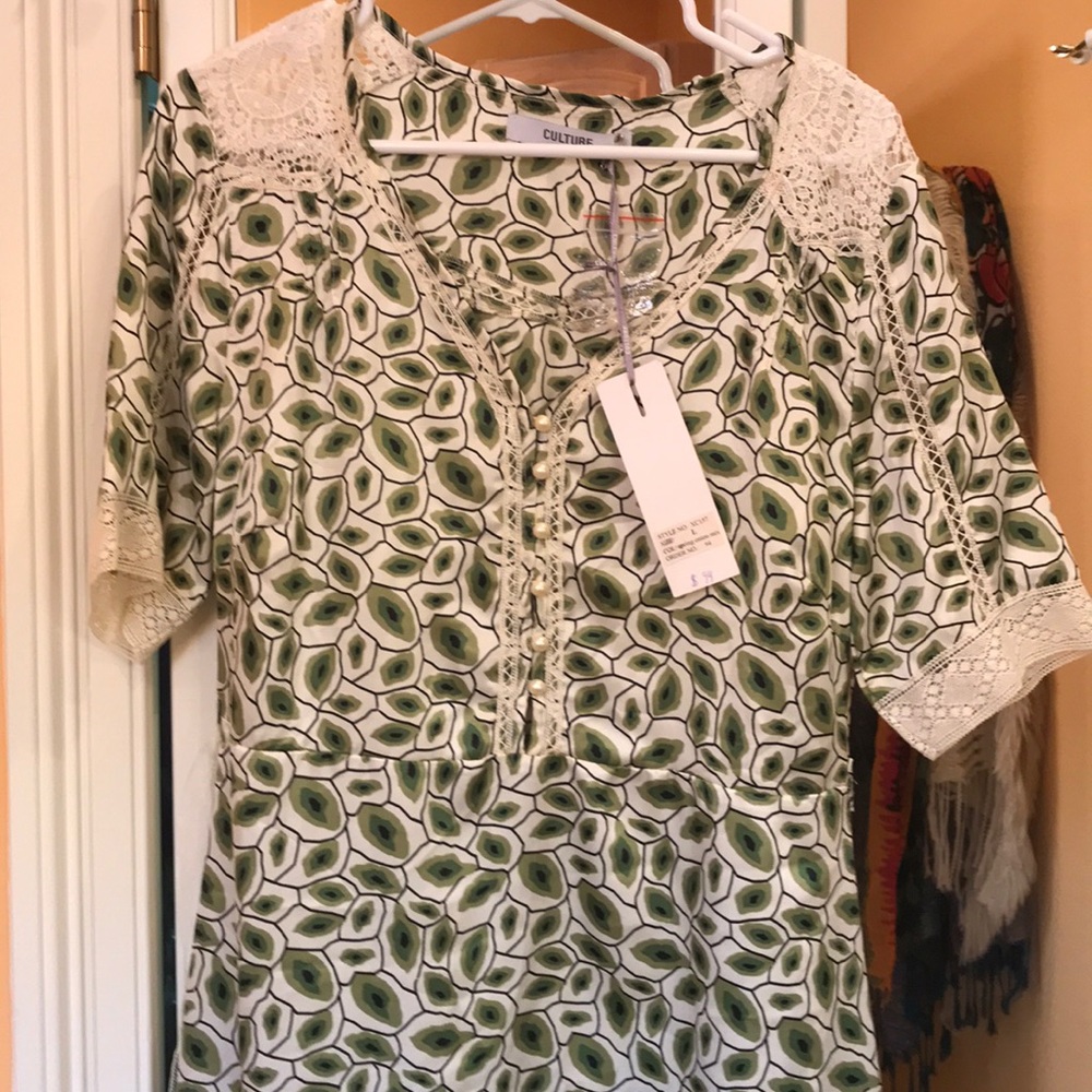 Green and white “vintage” boutique dress